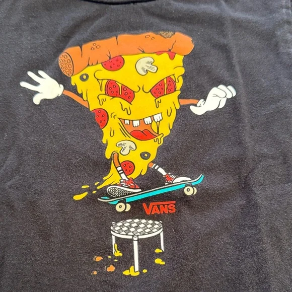 Vans Kids Black Tee with Pizza Skateboard Graphic - Picture 2 of 3